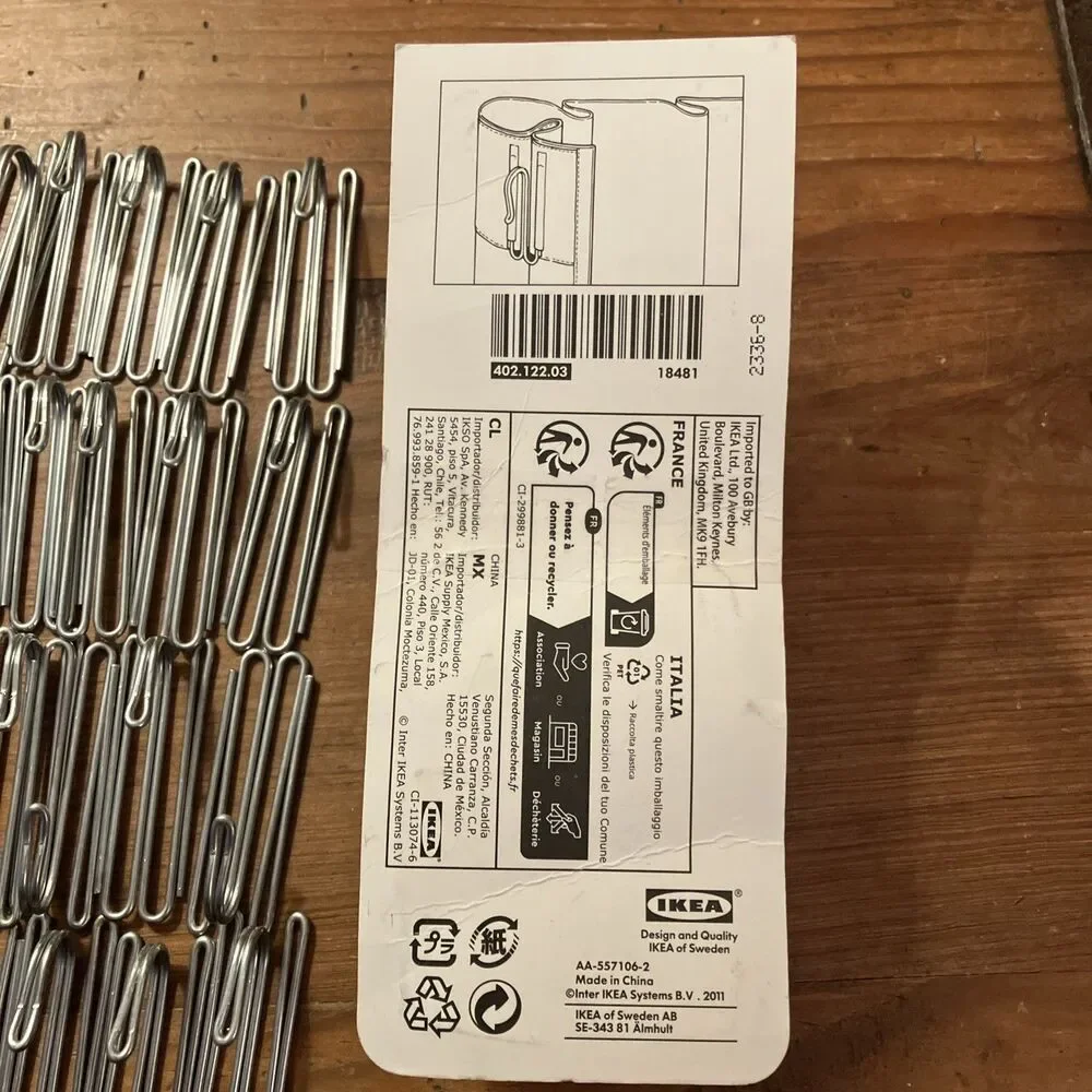 IKEA RIKTIG Curtain Hooks Pack of 20 Hooks 402.122.03 New Open Box